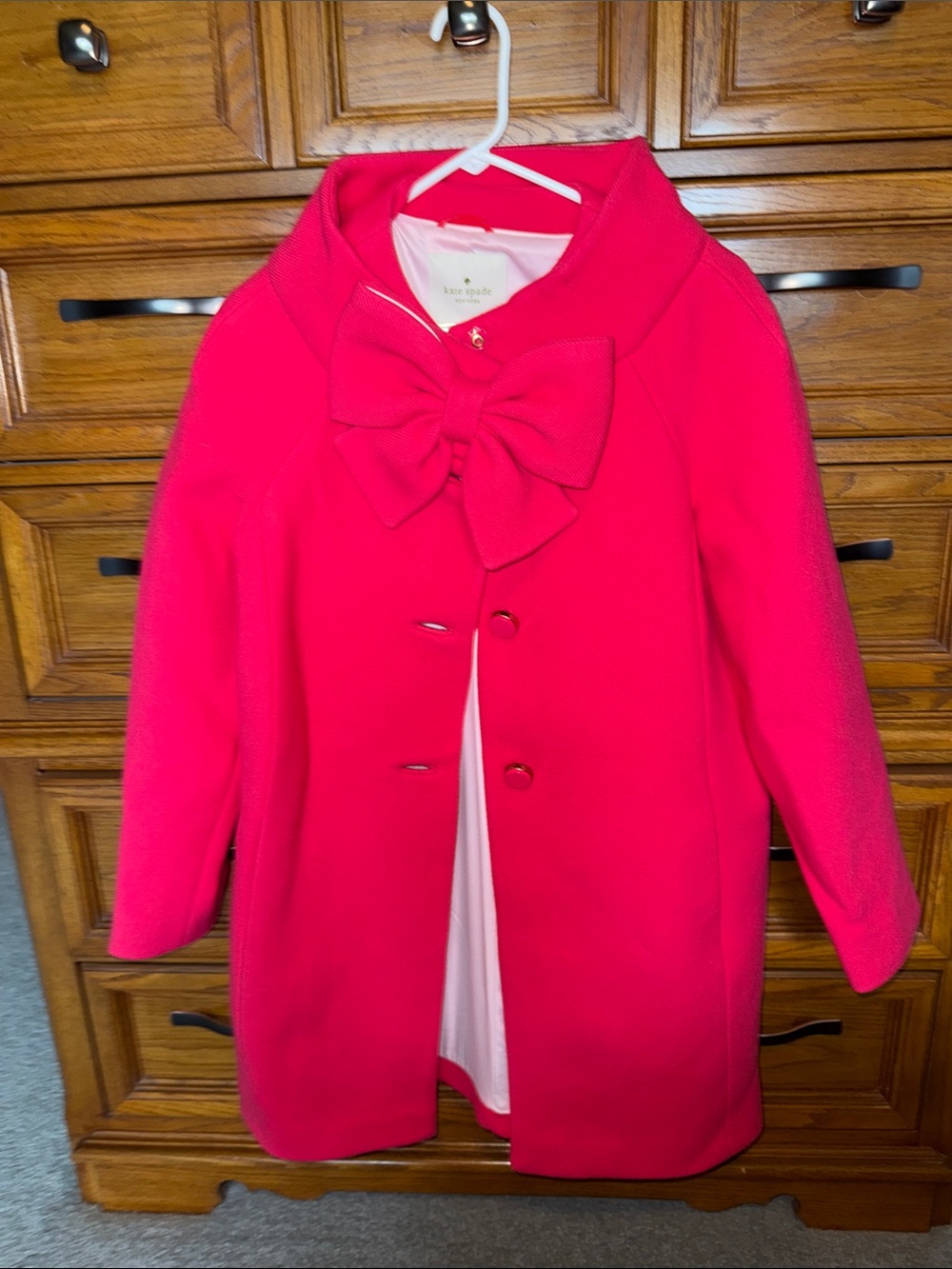 kate spade Hot Pink Bow-Front Pea Coat